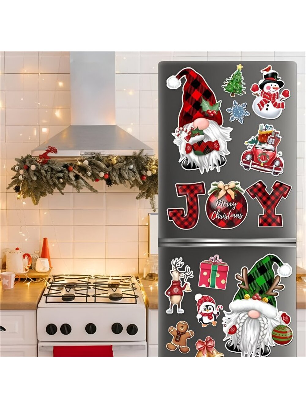 14Pcs Joy Gnome Fridge Car Garage Door Magnetic Stickers Holiday Decoration